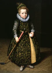 Porträt eines vierjährigen Jungen mit Keule und Ball, 1611